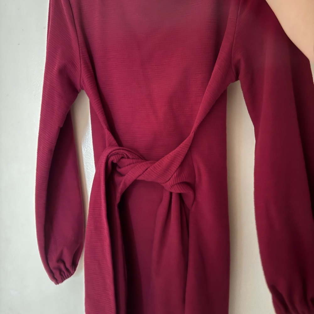 Burgundy Long Sleeve Sweater Dress